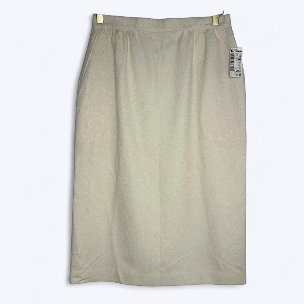 Vintage Koret 100% Wool Pencil Skirt Womens Sz 12 Cream Ivory Office Career READ